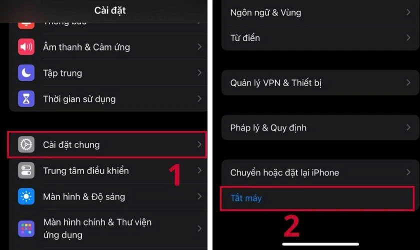 Cách tắt nguồn điện thoại iPhone với Cài đặt bước 1